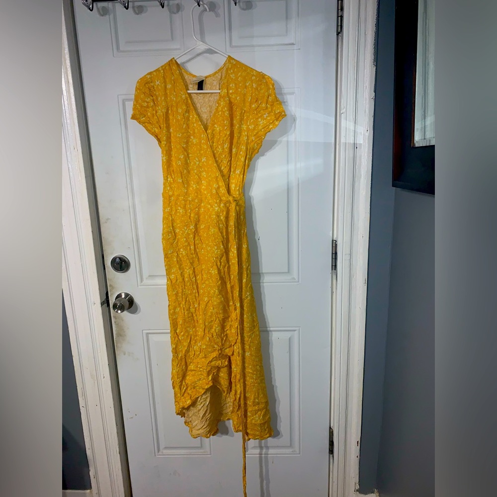 Yellow wrap dress